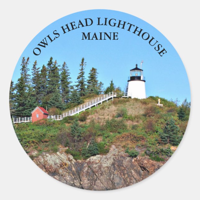 Owls Head Lighthouse, Maine Round Stickers (Front)