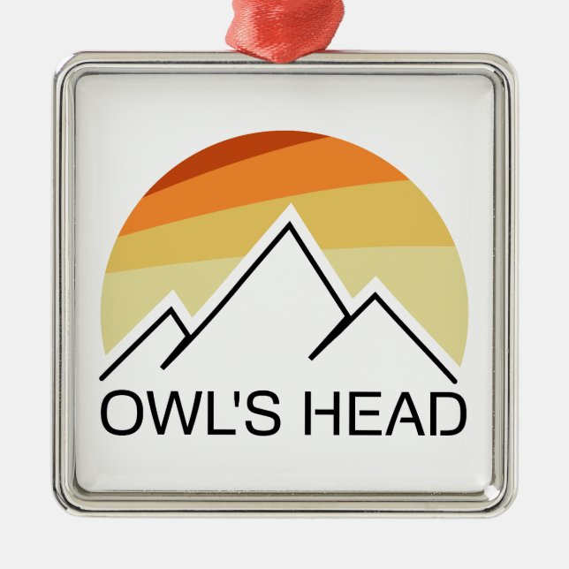 Owl's Head New Hampshire Retro Metal Ornament (Front)