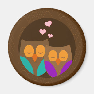 Owls in a Nest Magnet