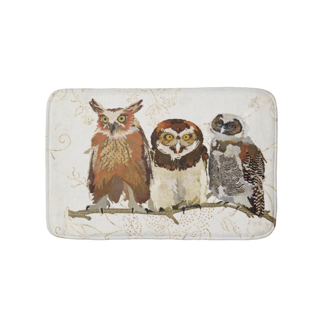 Owls In A Row Bath Mat (Front)