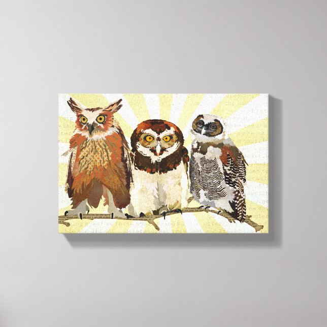 OWLS IN A ROW Canvas Print (Front)