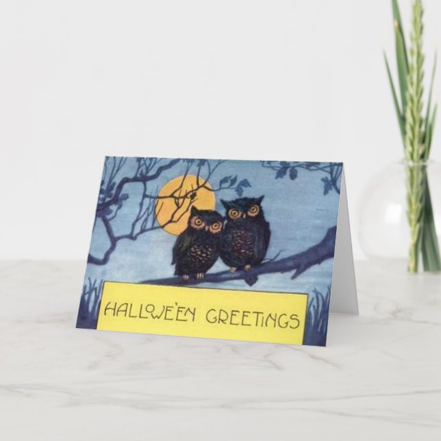 Owls in a Tree - Halloween Card (Front)