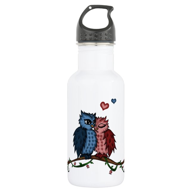 owls in love 532 ml water bottle (Front)
