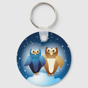 Owls in love, keychain