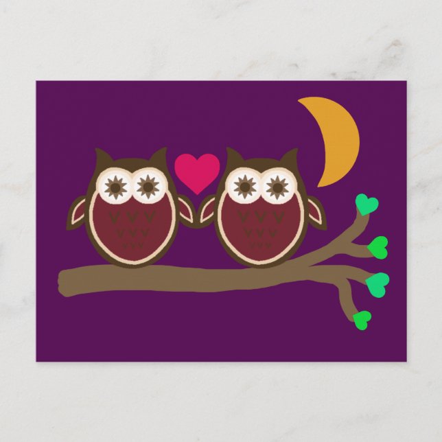 Owls in Love Postcard (Front)