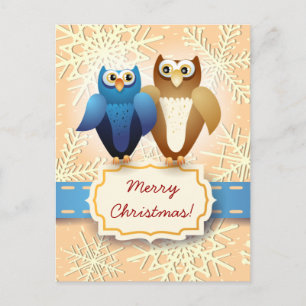 Owls in love, postcard