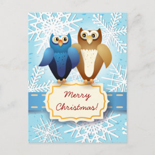 Owls in love, postcard