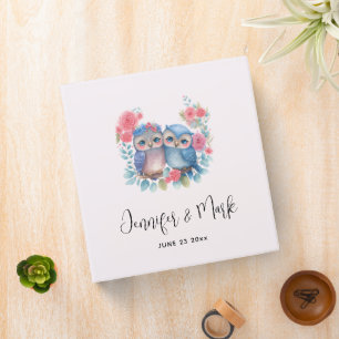 Owls in Love Sitting on a Tree Branch Binder