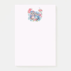 Owls in Love Sitting on a Tree Branch Post-it Notes