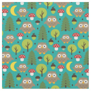 Owls In The Forest Fabric