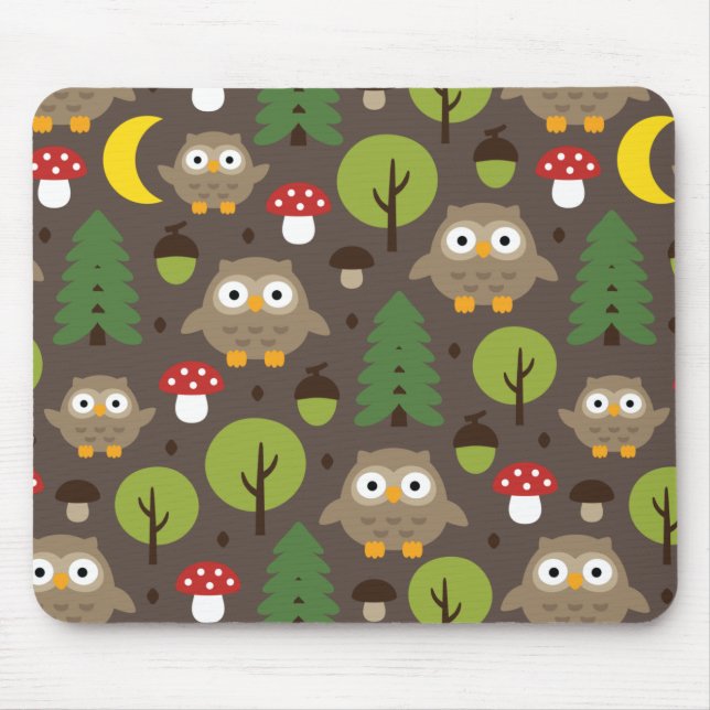 Owls In The Forest Mouse Pad (Front)