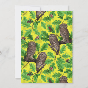 Owls in the Forest on lemon yellow