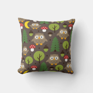 Owls In The Forest Throw Pillow