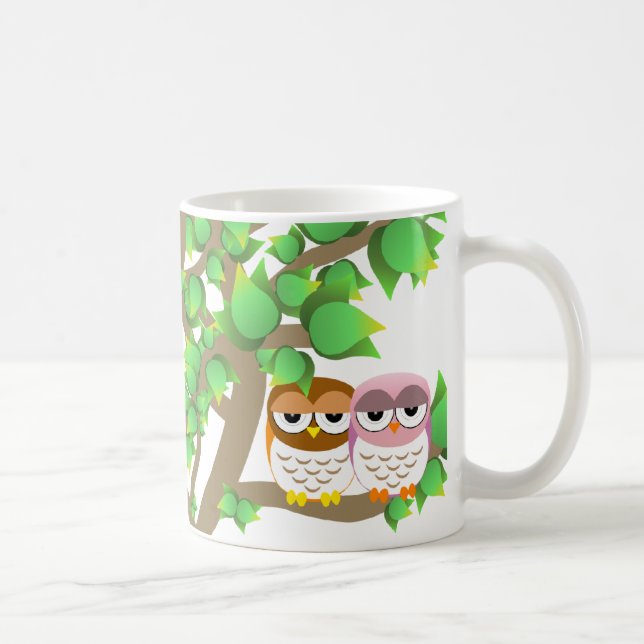 Owls in tree coffee mug (Right)