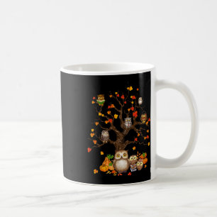 Owls Leaves Tree Fall Autumn Pumpkin Halloween Owl Coffee Mug