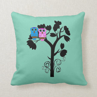 Owls - Love Birds - Gift for Couple Throw Pillow