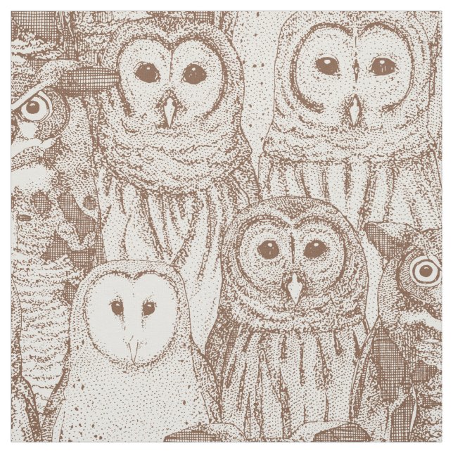 owls NC chocolate Fabric (Swatch)