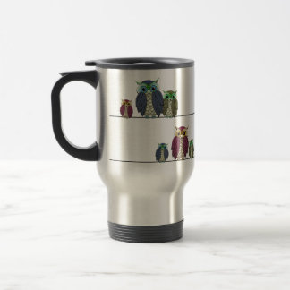 Owls on Wire Travel Mug