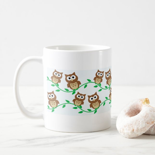 Owls Owls Owls Coffee Mug (With Donut)