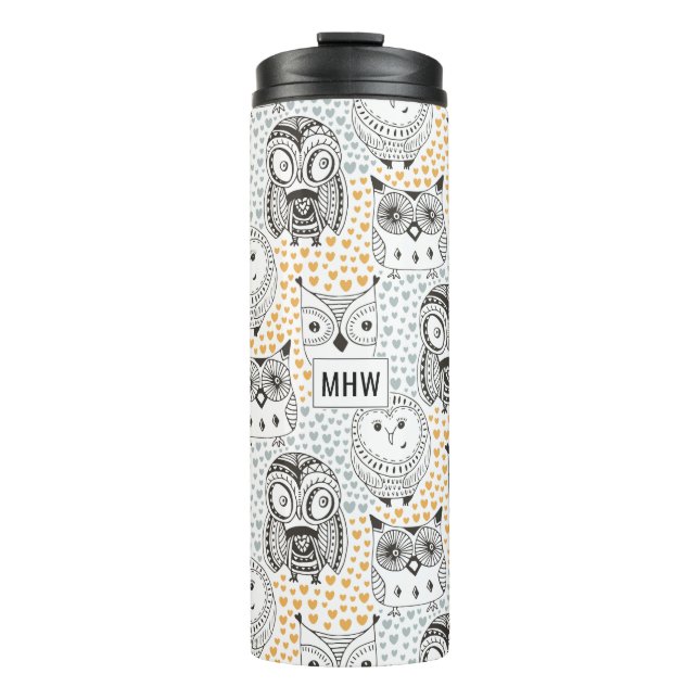 Owls Pattern custom monogram tumbler (Front)