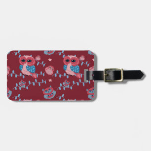 owls pattern luggage tag