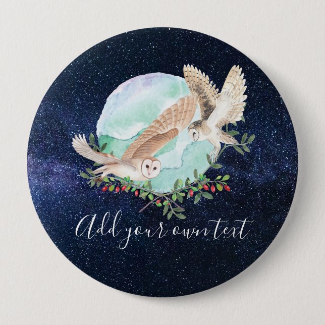 Owls Personalized 4 Inch Round Button (Front)