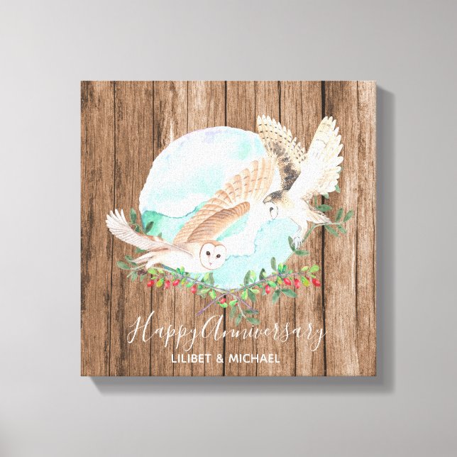 Owls Personalized Canvas Print (Front)