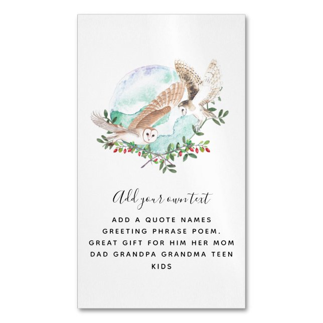 OWLS Personalized Magnetic Business Card (Front Vertical)
