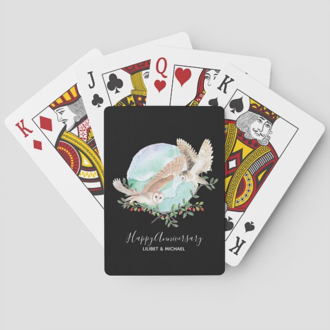Owls Personalized Playing Cards (Back)