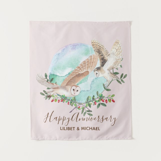 Owls Personalized Tapestry (Front)