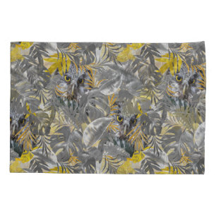 Owls - Plant leaves in Grey /Yellow 2021 colours Pillowcase