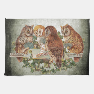 Owls playing kitchen towel