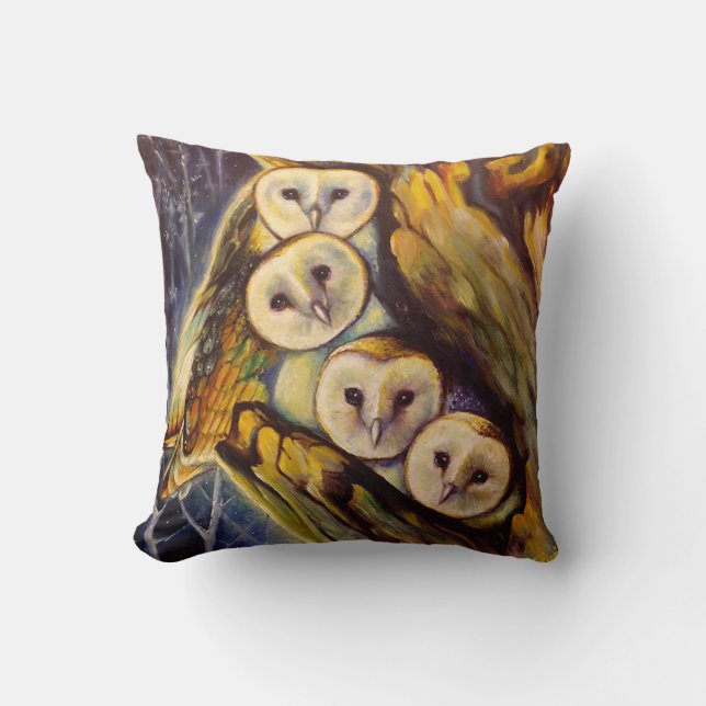 Owls Throw Pillow (Front)