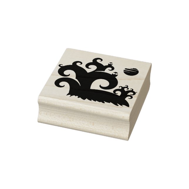 Owls trees and the moon silhouette art stamp (Stamp)