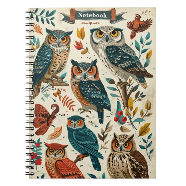 Owls Vintage  Notebook (Front)