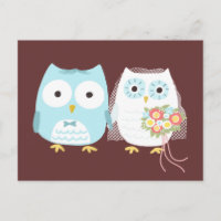 Owls Wedding Bride and Groom Cute Newlywed Couple