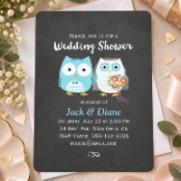 Owls Wedding Shower Couple Cute Bride and Groom