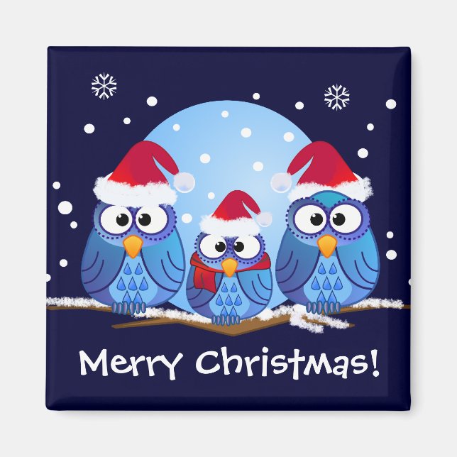 Owls with Santa hats Magnet (Front)