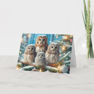 Owls woodland Christmas Greeting Cards
