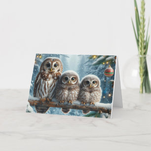 Owls woodland Christmas Greeting Cards