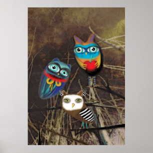 Owls Woodland Poster