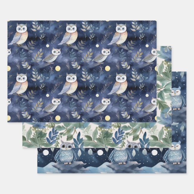 Owls wrapping paper (Set)