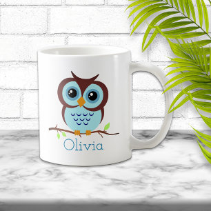 Owly Blue Personalized Coffee Mug
