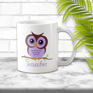 Owly Purple Personalized Coffee Mug