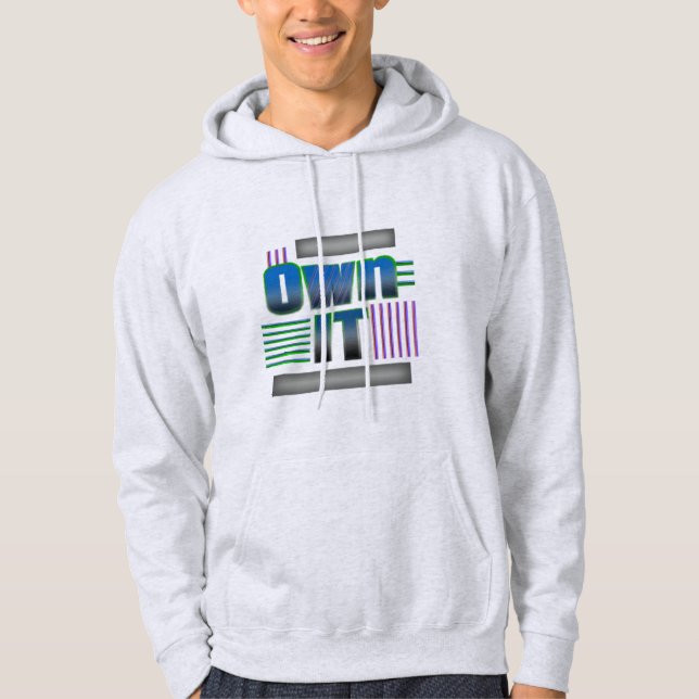 Own It Abstract Line Art Text Design Hoodie (Front)