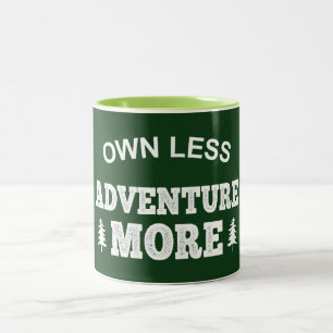 Own Less, Adventure More Two-Tone Coffee Mug