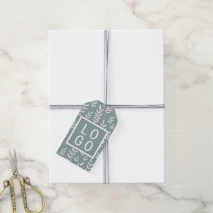 OWN LOGO TROPICAL BOTANIC LEAF PATTERN SAGE GREEN GIFT TAGS