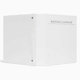 Own Name Calligraphy Chic Plain Simple Black White Binder