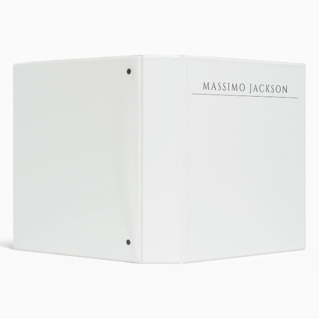 Own Name Calligraphy Chic Plain Simple Black White Binder (Background)