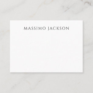Own Name Calligraphy Chic Plain Simple Black White Calling Card